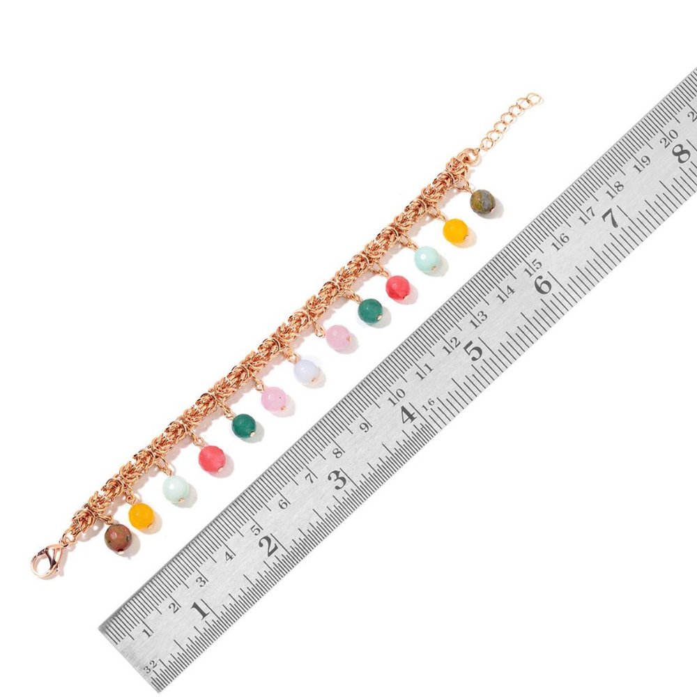 Multi Gemstone ION Plated Rose Gold Charm Bracelet - Picture 2 of 2